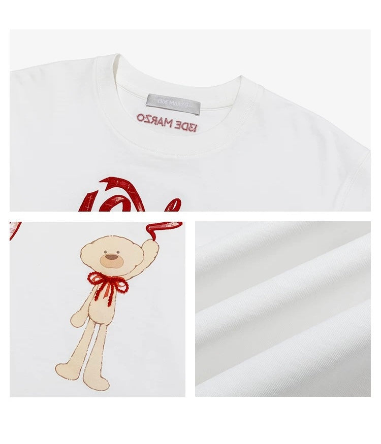 13DE MARZO Doozoo Checked Ribbon T-Shirt White