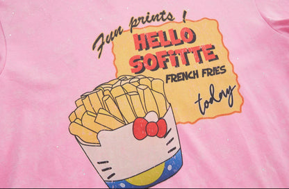 Sofitte Hello Kitty Graffiti French Fries Tee Pink