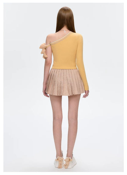 13DE MARZO Plaid Pleated Skirt Brown