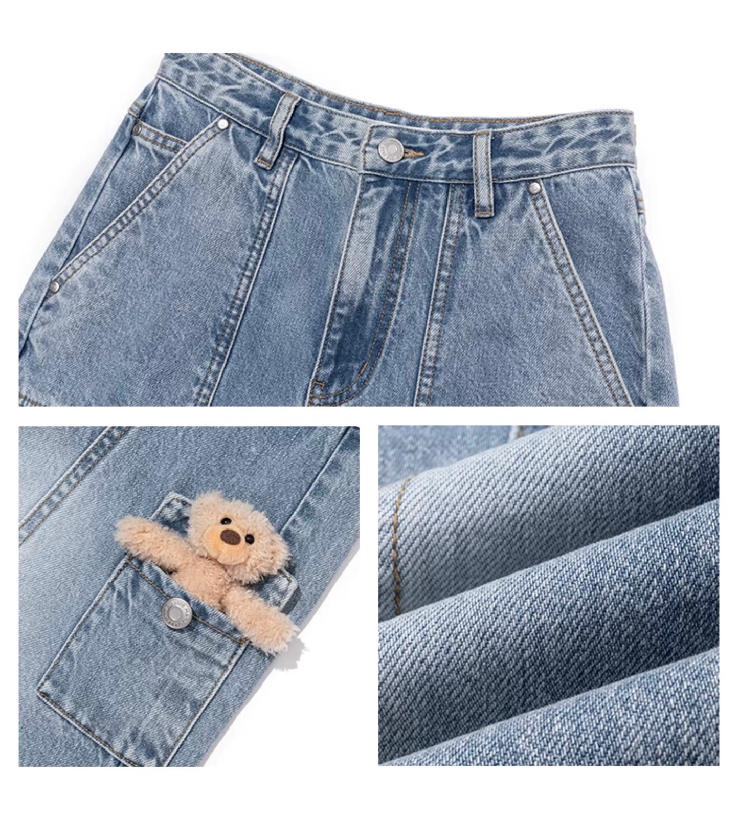 13DE MARZO Denim Cargo Pants Blue