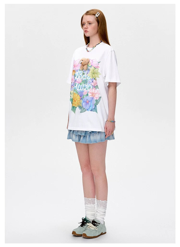 13DE MARZO Butterfly Bush T-shirt White