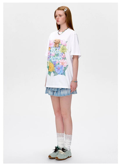 13DE MARZO Butterfly Bush T-shirt White