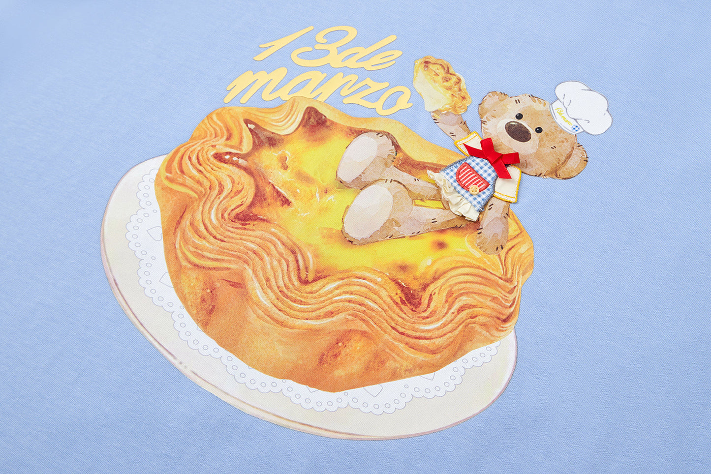 13DE MARZO Bear  Macau Tart T-shirt Blue