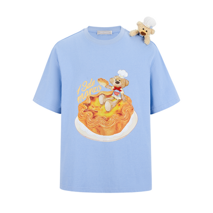 13DE MARZO Bear  Macau Tart T-shirt Blue