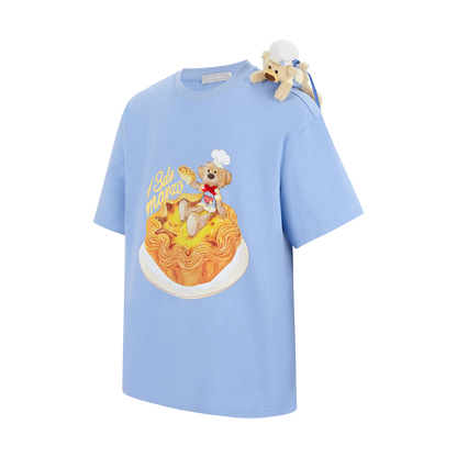 13DE MARZO Bear  Macau Tart T-shirt Blue