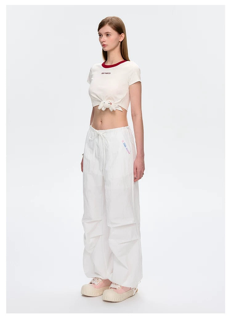 13DE MARZO Knot Cropped Top White