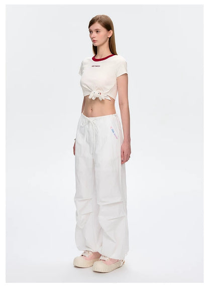 13DE MARZO Knot Cropped Top White