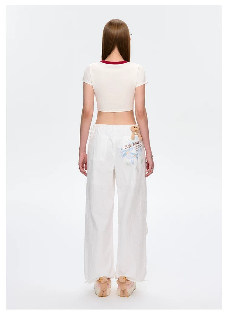 13DE MARZO Knot Cropped Top White
