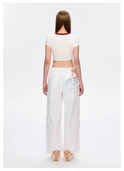 13DE MARZO Knot Cropped Top White