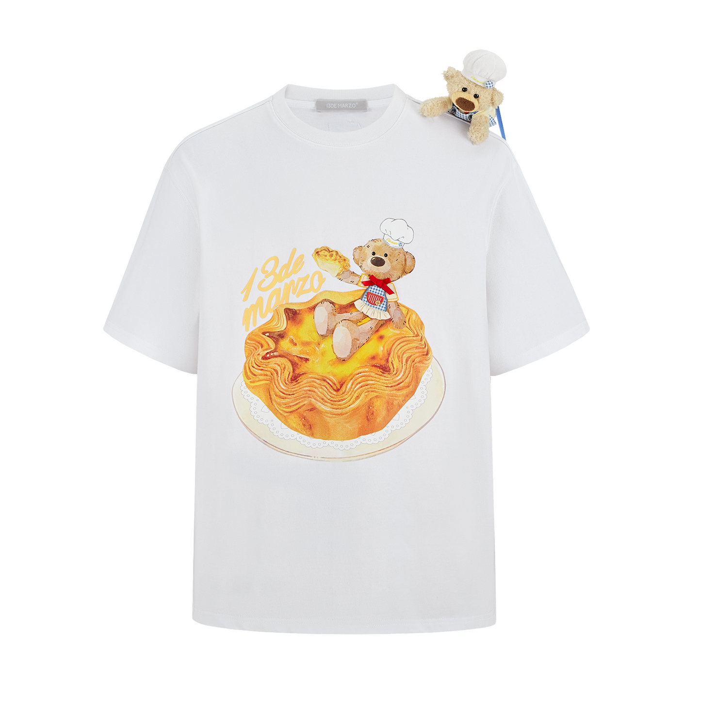 13DE MARZO Bear  Macau Tart T-shirt White