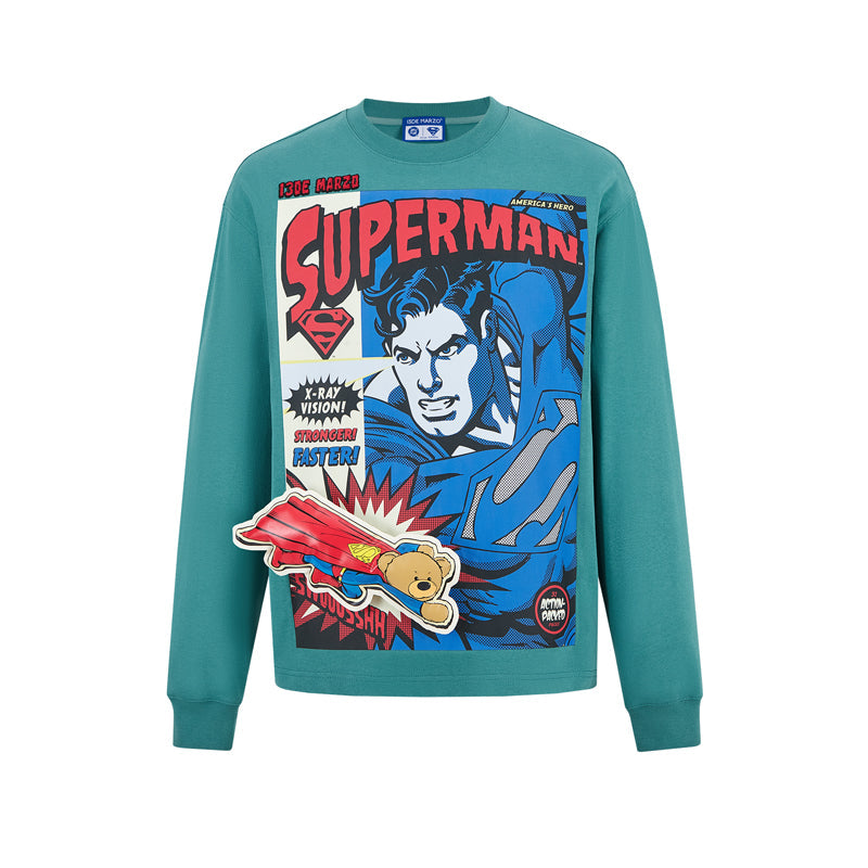 13DE MARZO x Superman Bear Comic Sweater Blue