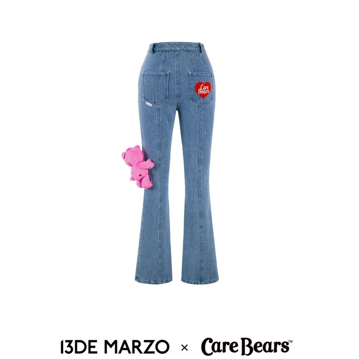 13DE MARZO x CARE BEARS Rainbow Jeans Faded Denim