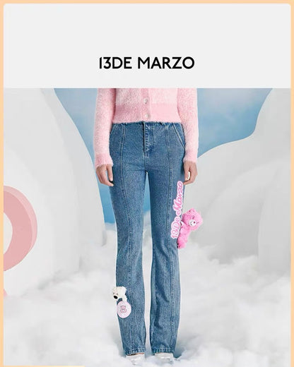 13DE MARZO x CARE BEARS Rainbow Jeans Faded Denim