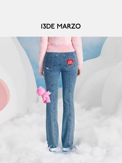 13DE MARZO x CARE BEARS Rainbow Jeans Faded Denim