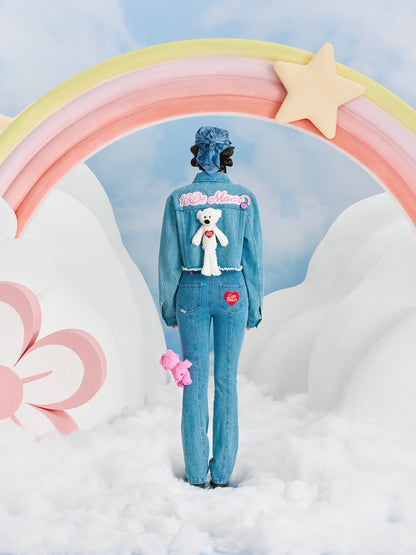 13DE MARZO x CARE BEARS Short Denim Jacket Faded Denim