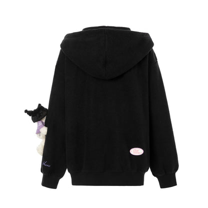 13DE MARZO Kuromi Bear Scarf Fleece Hoodie Tap Shoe