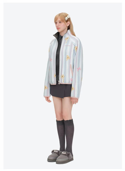 13DE MARZO Marzo Valley Fleece Print Jacket Grey