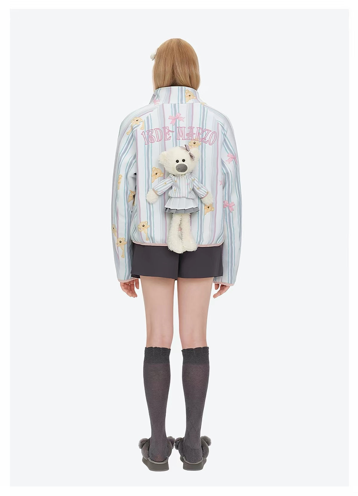 13DE MARZO Marzo Valley Fleece Print Jacket Grey