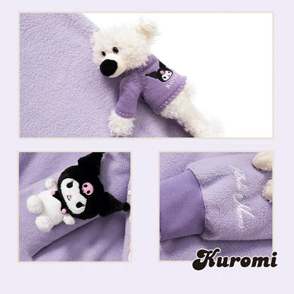 13DE MARZO Kuromi Bear Scarf Fleece Hoodie Thistle