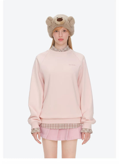 13DE MARZO Big Bear Crewneck Raglan Sweatshirt Pink