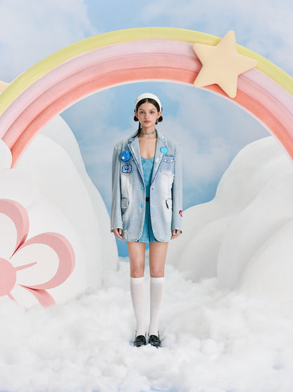 13DE MARZO x CARE BEARS Broken Denim Suit Dusk Blue