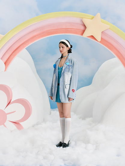 13DE MARZO x CARE BEARS Broken Denim Suit Dusk Blue