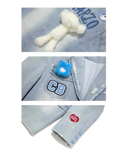 13DE MARZO x CARE BEARS Broken Denim Suit Dusk Blue