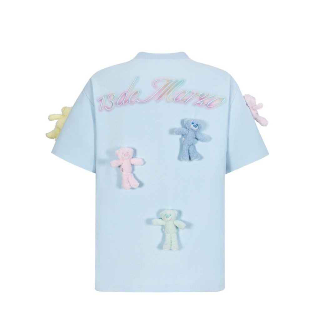 13DE MARZO Rainbow Bear T-Shirt Blue