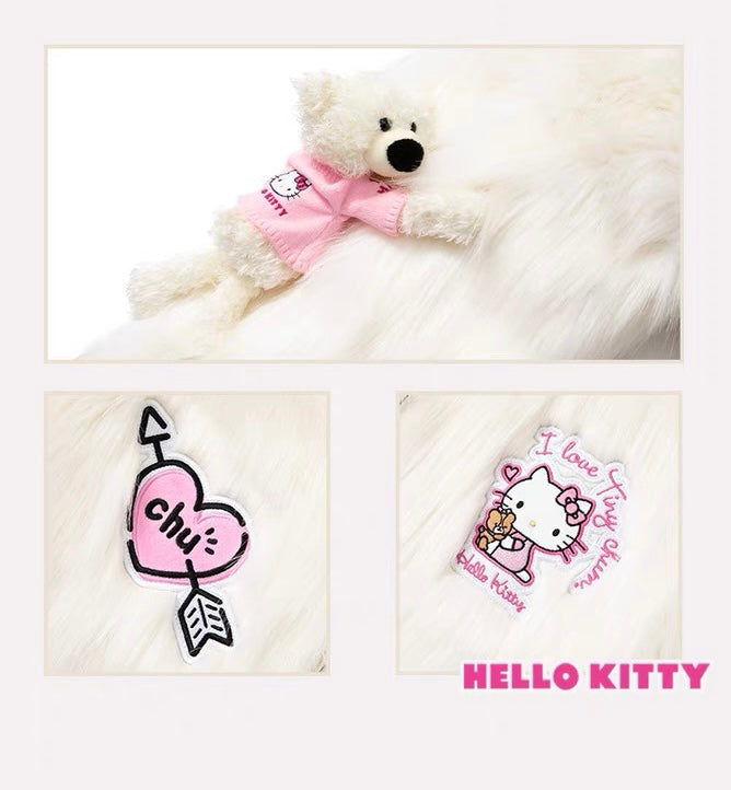 13DE MARZO Hello Kitty Bear Artificial Mink Coat Star White
