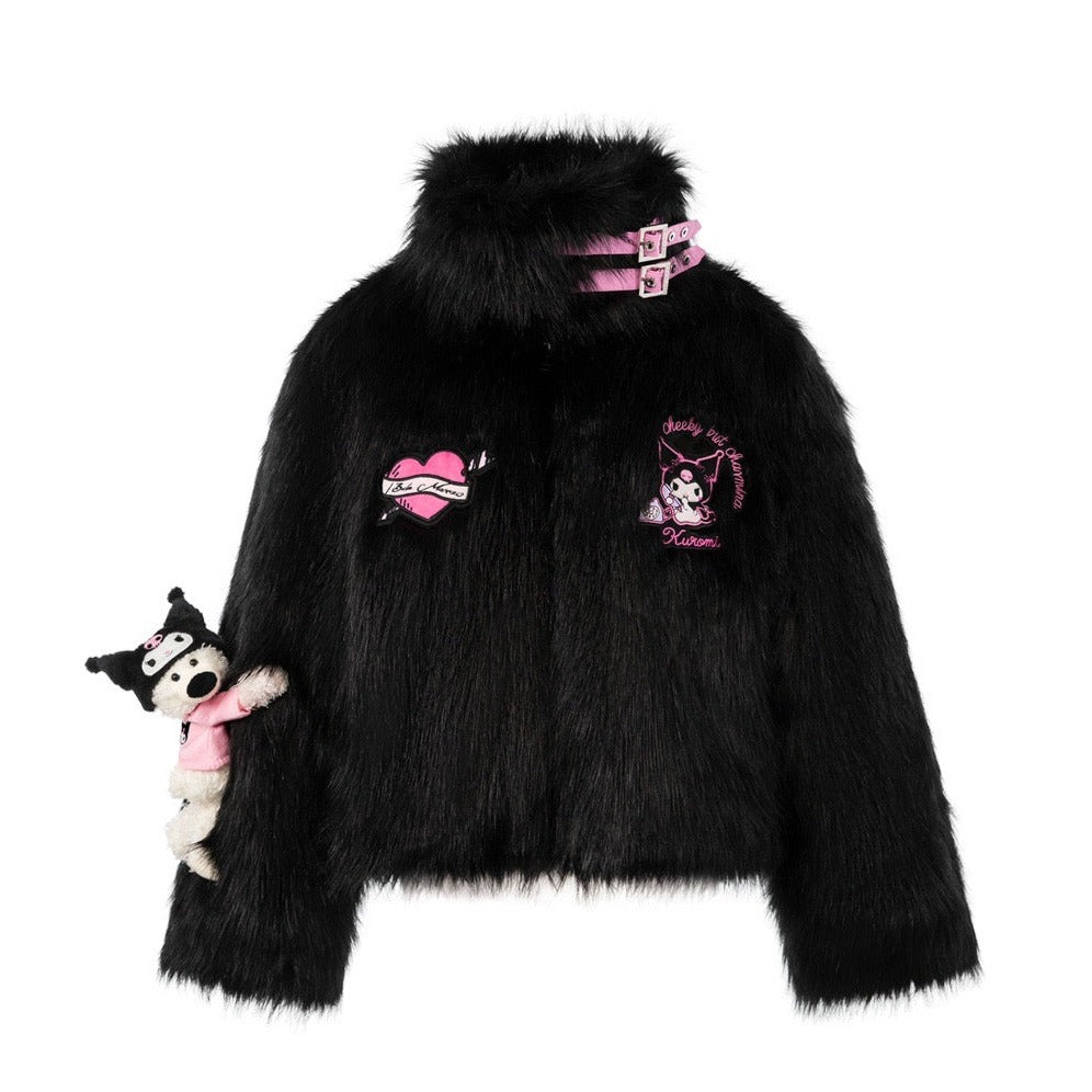 13DE MARZO Kuromi Bear Artificial Mink Coat Moonless Night