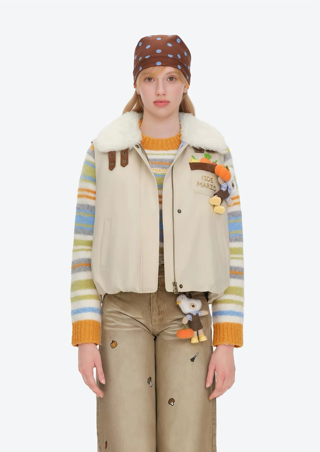 13DE MARZO Marzo Valley Duck Bear Down Vest Khaki