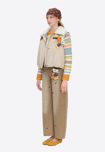 13DE MARZO Marzo Valley Duck Bear Down Vest Khaki
