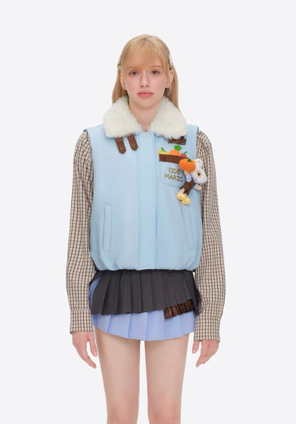 13DE MARZO Marzo Valley Duck Bear Down Vest Blue