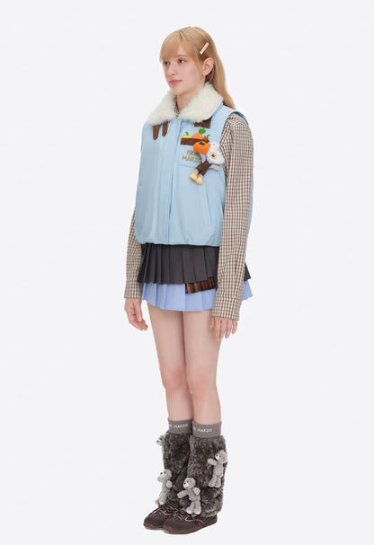 13DE MARZO Marzo Valley Duck Bear Down Vest Blue