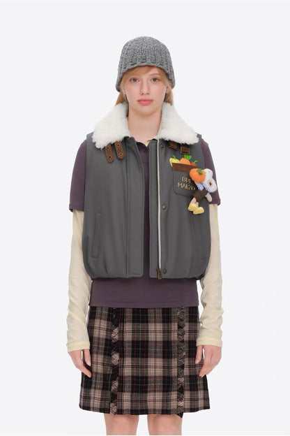 13DE MARZO Marzo Valley Duck Bear Down Vest Grey