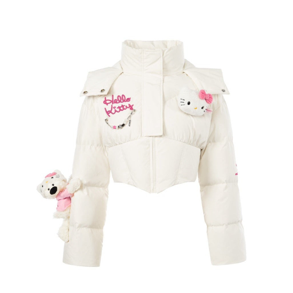 13DE MARZO Hello Kitty Bear Short Down Jacket Star White