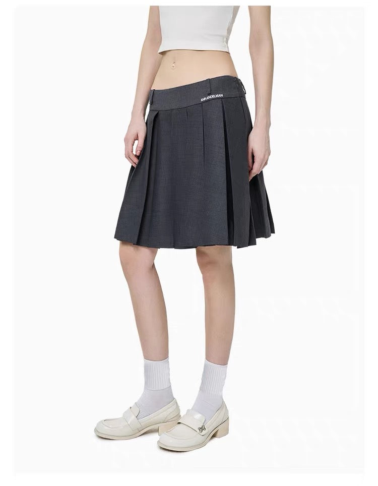 Ann Andelman Dark Gray Pleated Midi Skirt