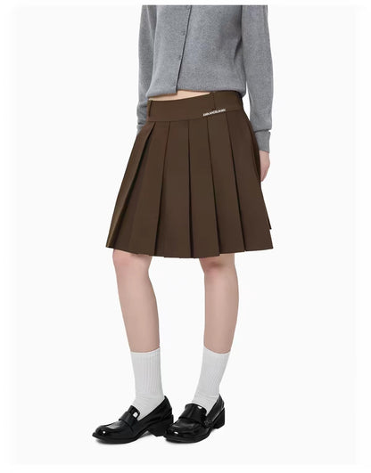 Ann Andelman Brown Pleated Midi Skirt