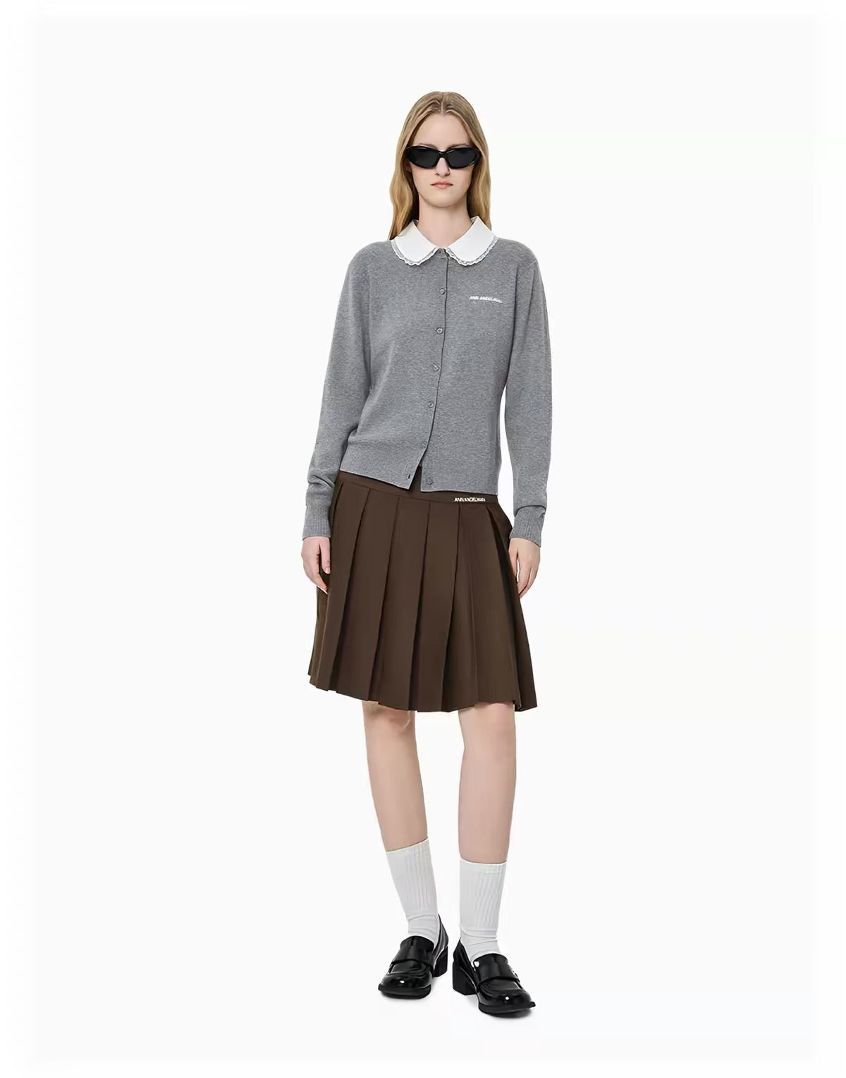 Ann Andelman Brown Pleated Midi Skirt