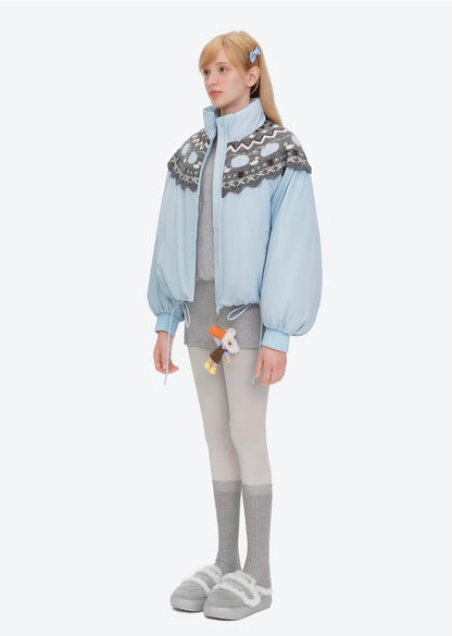 13DE MARZO Marzo Valley Bear Bud Down Jacket Blue