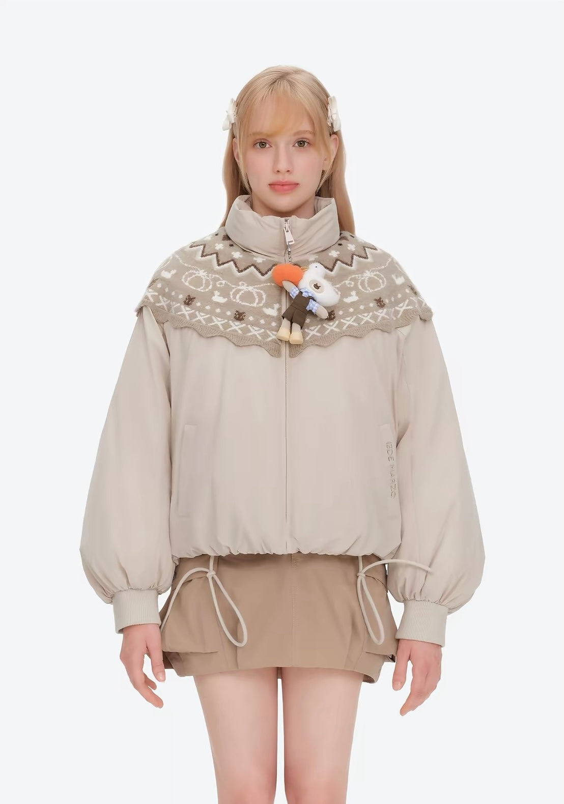 13DE MARZO Marzo Valley Bear Bud Down Jacket Khaki