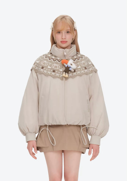 13DE MARZO Marzo Valley Bear Bud Down Jacket Khaki