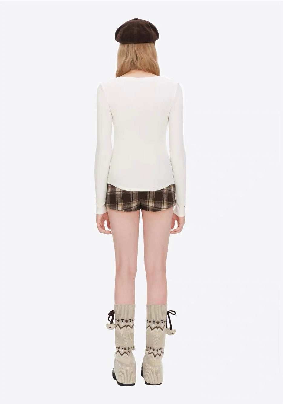 13DE MARZO Bow Knit Jacquard Leg Warmers