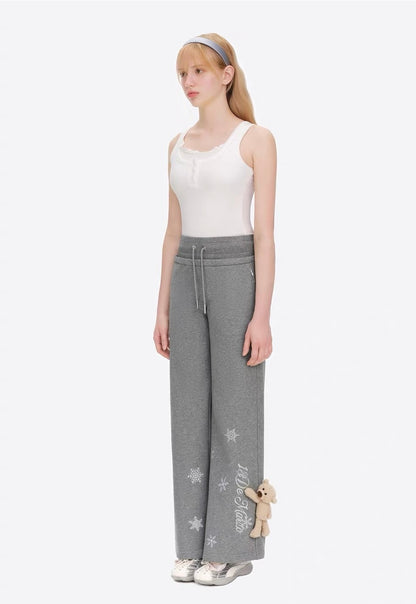 13DE MARZO Snow Bear Micro Flare Sweatpants Grey