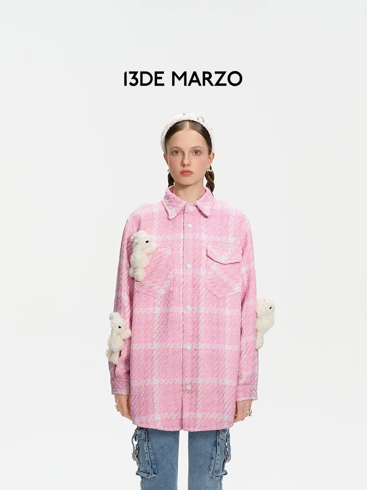 13DE MARZO Doozoo Tweed Shirt Pink Lady