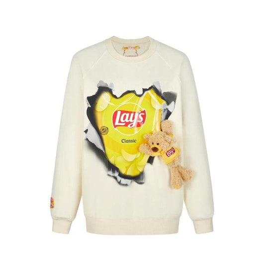 13DE MARZO X Lay's Broken Printing Sweatshirt Beige