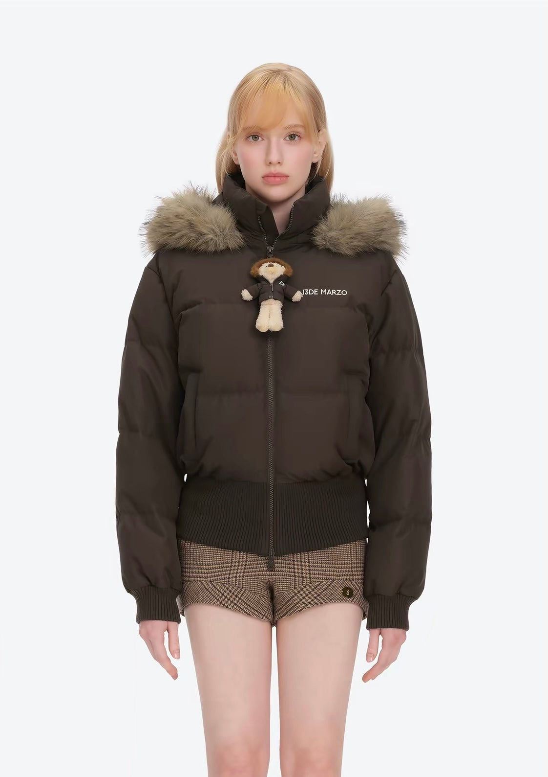 13DE MARZO Doozoo Short Down Jacket Brown