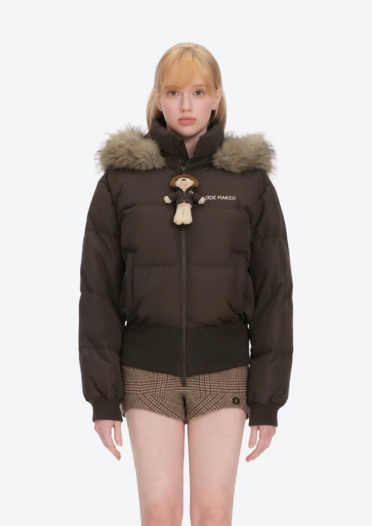 13DE MARZO Doozoo Short Down Jacket Brown