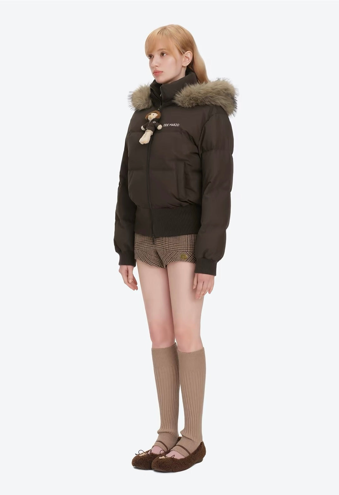 13DE MARZO Doozoo Short Down Jacket Brown