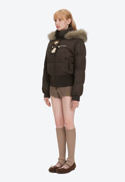 13DE MARZO Doozoo Short Down Jacket Brown